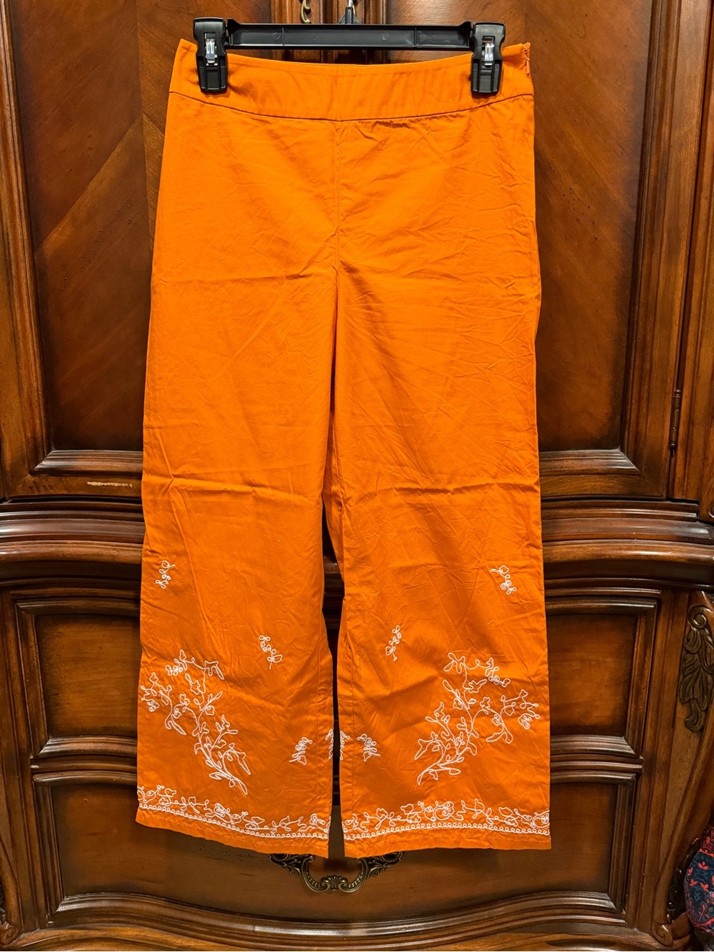 Y2K LOFT Orange 100% Cotton Embroidered Pants size 2